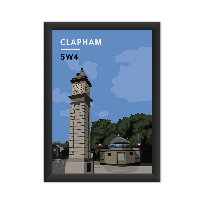 Clapham Clock Tower And Underground Station SW4 - Giclée Art Print