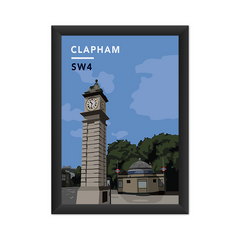 Clapham Clock Tower And Underground Station SW4 - Giclée Art Print
