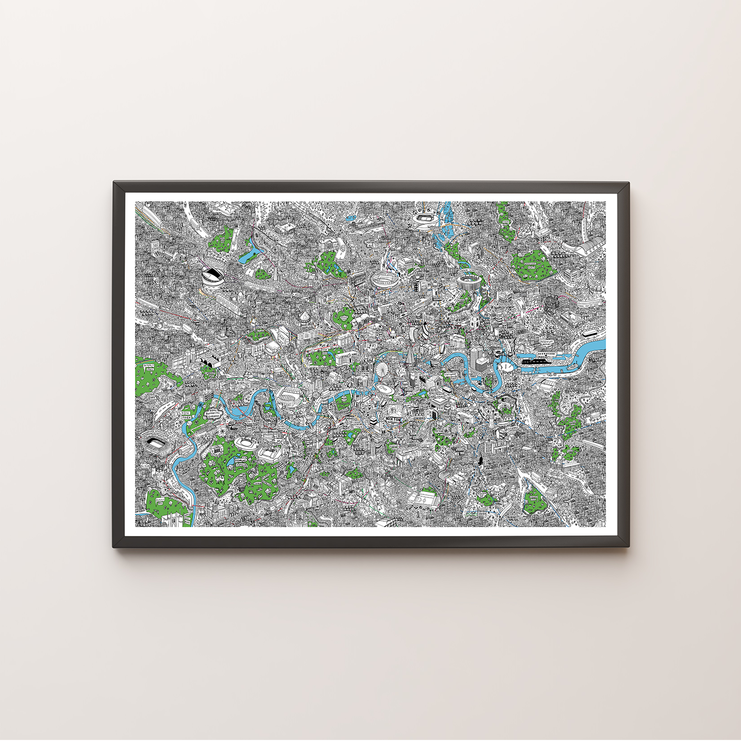 Greater London Hand Drawn Illustration Map Print