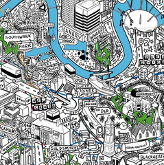 Greater London Hand Drawn Illustration Map Print